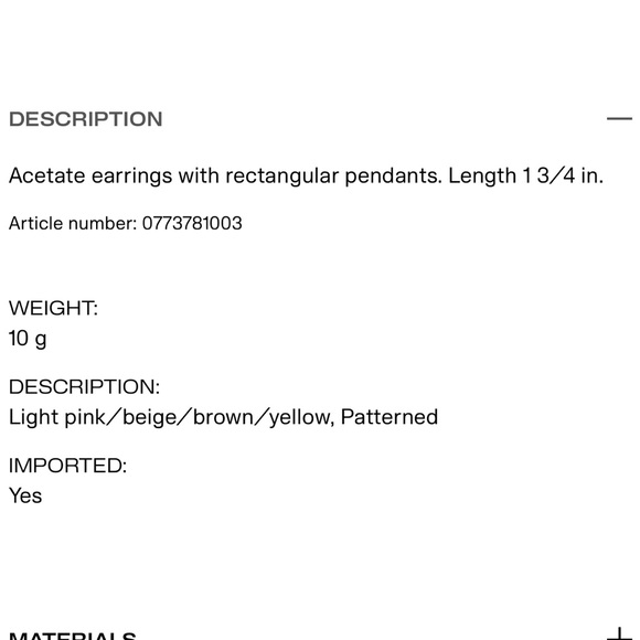 NWOT H&M Pretty marble square earrings, one size - Picture 2 of 3